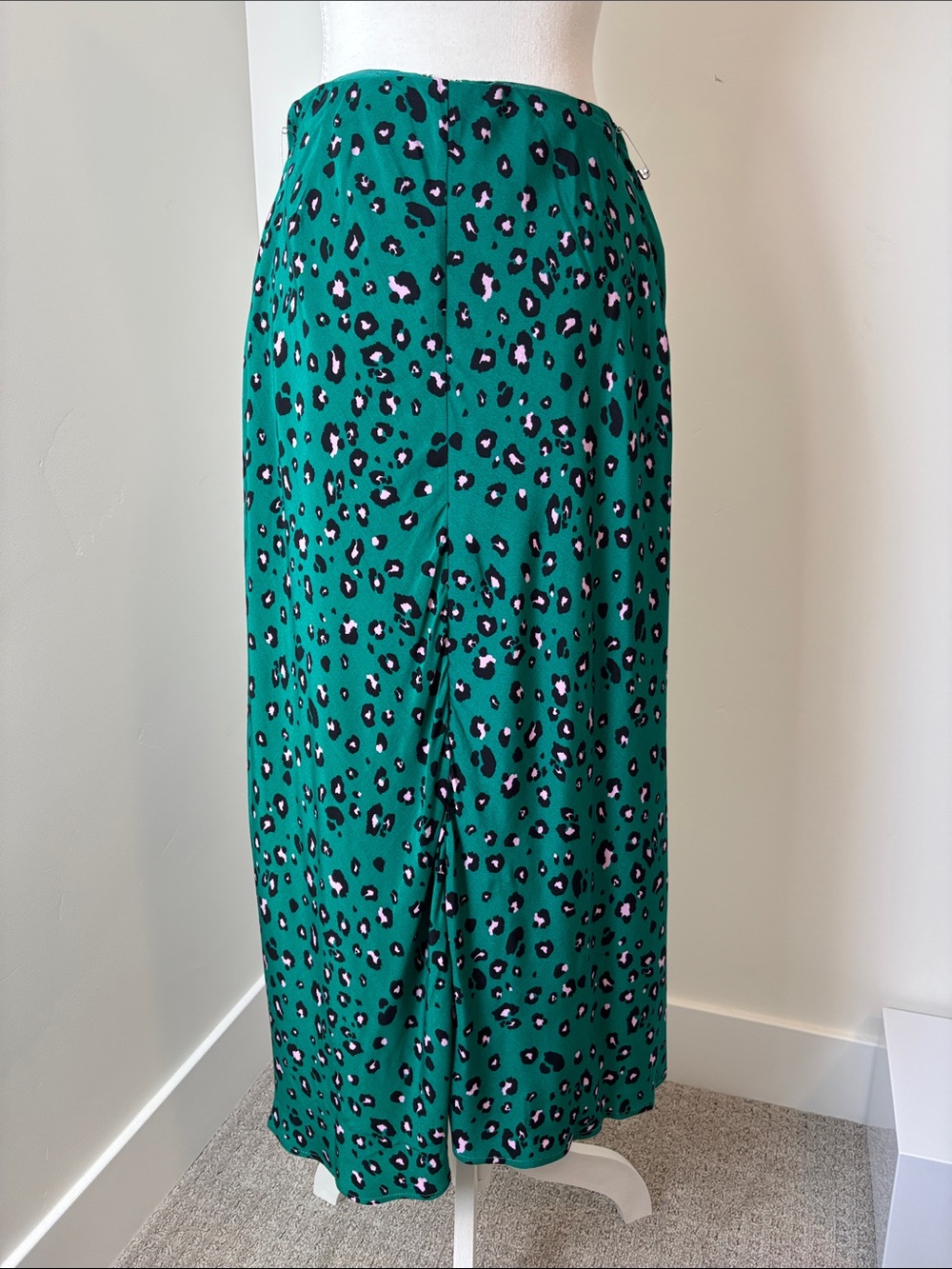Green Leopard Print Midi Skirt - Women's